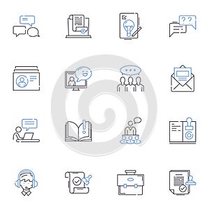 Proprietary processes line icons collection. patents, secrecy, exclusivity, innovation, techniques, methods, product