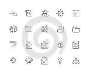 Proprietary tech line icons collection. Exclusive, Patented, Closed, Unique, In-house, Privileged, Confidential vector