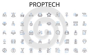 Proptech line icons collection. Audit, Balance, Bookkeeping, Capital, Cash, Credit, Deductions vector and linear