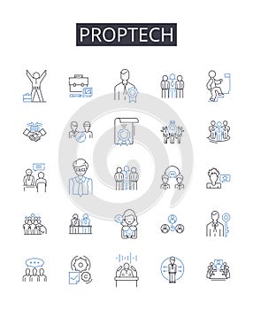 Proptech line icons collection. Harmony, Melody, Arrangement, Chord, Structure, Rhythm, Texture vector and linear