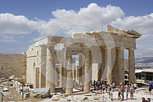 Propylaea ruins in Athens acropolys, Greece