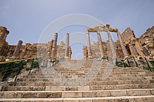 The Propylaeae. The ruins of the Roman city of Heliopolis or Baalbek in the Beqaa Valley. Baalbek, Lebanon