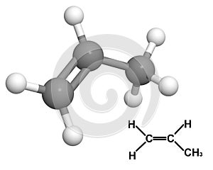 Propylene molecule with chemical formula