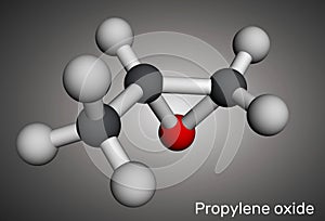 Propylene oxide molecule. Molecular model. 3D rendering