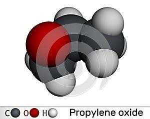 Propylene oxide molecule. Molecular model. 3D rendering