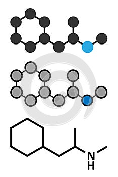 Propylhexedrine molecule. Used as nasal decongestant and stimulant