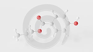 propylparaben molecule 3d, molecular structure, ball and stick model, structural chemical formula food preservative e216