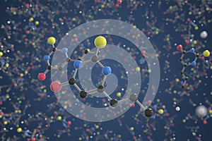 Propylthiouracil molecule. Ball-and-stick molecular model. Chemistry related 3d rendering photo