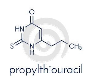 Propylthiouracil PTU hyperthyroidism drug molecule. Skeletal formula. photo