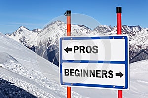 Pros and beginners bifurcation sign photo