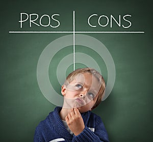 Pros and Cons on a blackboard