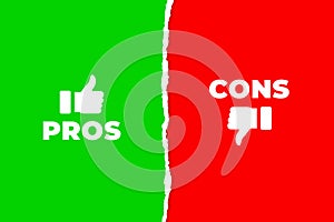 pros and cons compare icon in paper torn style