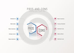 Pros and Cons comparison vector template