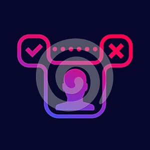 Pros and cons icon, vector art