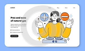 Pros and cons of natural gas web banner or landing page. Natural resource