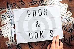 Pros and Cons Text on Lightbox
