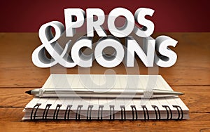 Pros and Cons Weighing Positives Negatives Notepad Pen photo