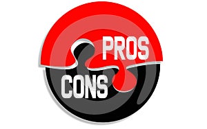 Pros and cons word on round puzzle