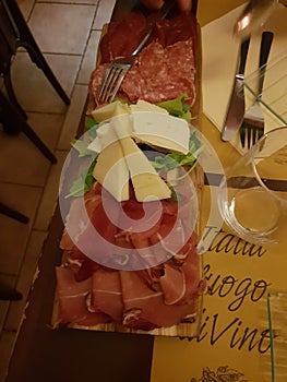 Prosciutto and cheese alla milanese in naviglo milano