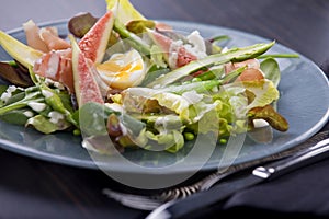 Prosciutto and fig salad with aioli photo