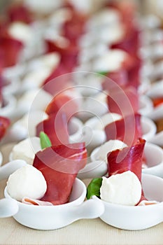 Prosciutto and mozzarella appetizers