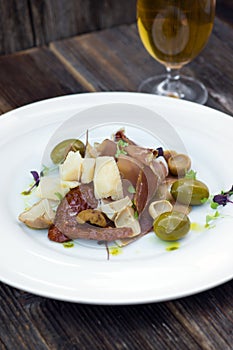 Prosciutto with olive sheese and Cherry tomato