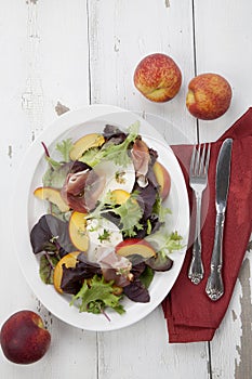 Prosciutto Peach Salad With Fresh Mozzarella