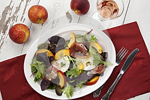 Prosciutto Peach Salad With Fresh Mozzarella