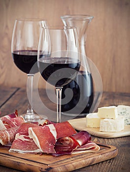 Prosciutto and wine photo