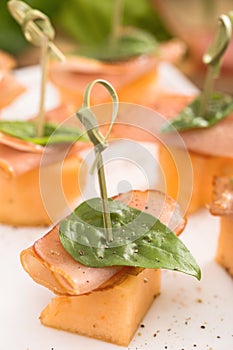 Proscuitto and cantaloupe appetizers