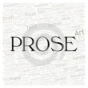 Prose typography word cloud create with the text only