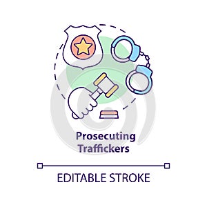 Prosecuting traffickers concept icon