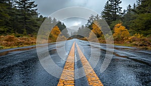 The prospect of a road stretching into the distance, against the background of nature