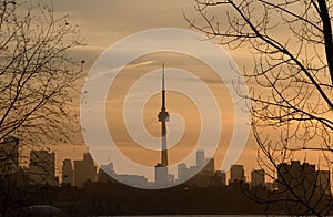 Prospect of spring dawn and Toronto skyline