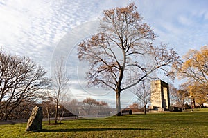 Prospect Terrace Park in the College Hill Neighborhood of Providence Rhode Island before a Sunset