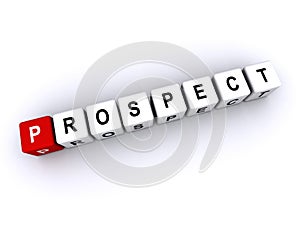 prospect word block on white