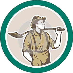 Prospector Miner With Shovel Circle Retro