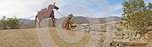 Prospector & Pack Mule Panorama - Metal Sculpture