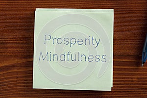 Prosperity Mindfulness written on a note