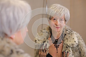 Prosperous lady wearing fur and jewels photo