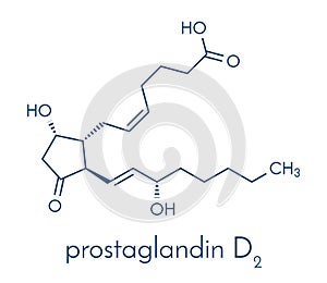 Prostaglandin D2 PGD2 molecule. Skeletal formula.