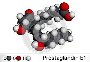 Prostaglandin E1, PGE1, alprostadil molecule. It is potent vasodilator agent, medication used to treat erectile dysfunction.