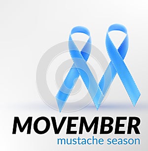 Prostate cancer awareness blue ribbon month november for card poster banner for movember,