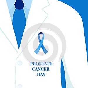 Prostate cancer awareness day ribbon cartoon illustration