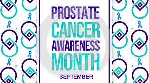 Prostate cancer awareness month wallpaper with shapes and typography in the center of the design