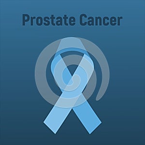 Prostate Cancer Blue Awareness Ribbon Background. Prostate cancer awareness symbol, isolated on blue background