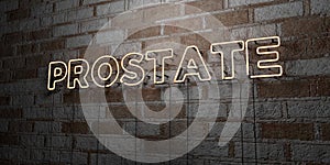 PROSTATE - Glowing Neon Sign on stonework wall - 3D rendered royalty free stock illustration