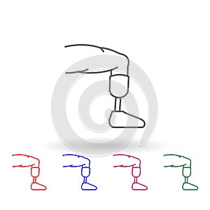 Prosthesis, physiotherapy, leg multi color icon. Simple thin line, outline vector of physiotherapy icons for ui and ux, website or