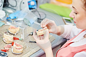 Prosthetic dentistry technician photo