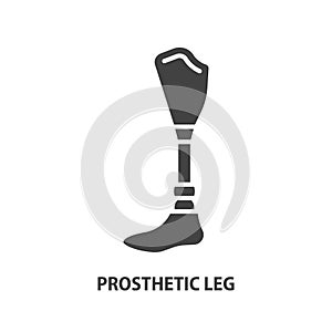 Prosthetic leg glyph icon. Modern exoskeleton vector sign